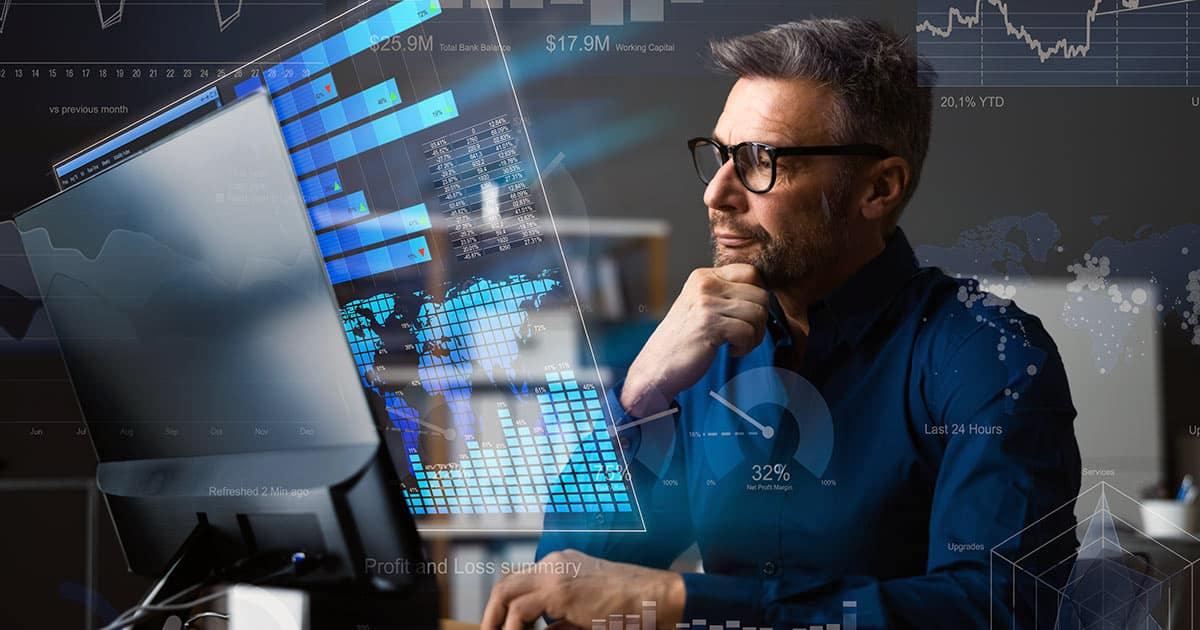 Business professional doing online research