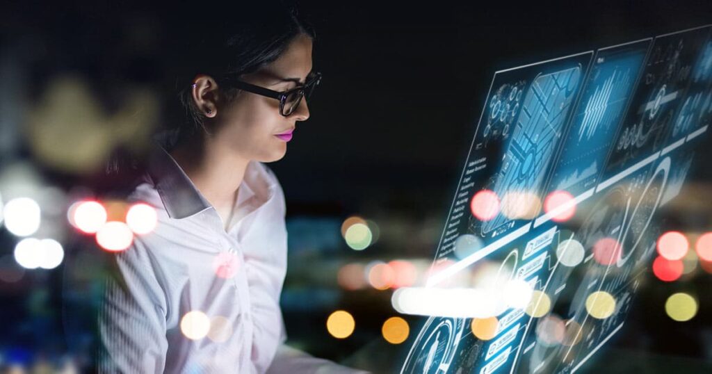 Woman doing analytics at work